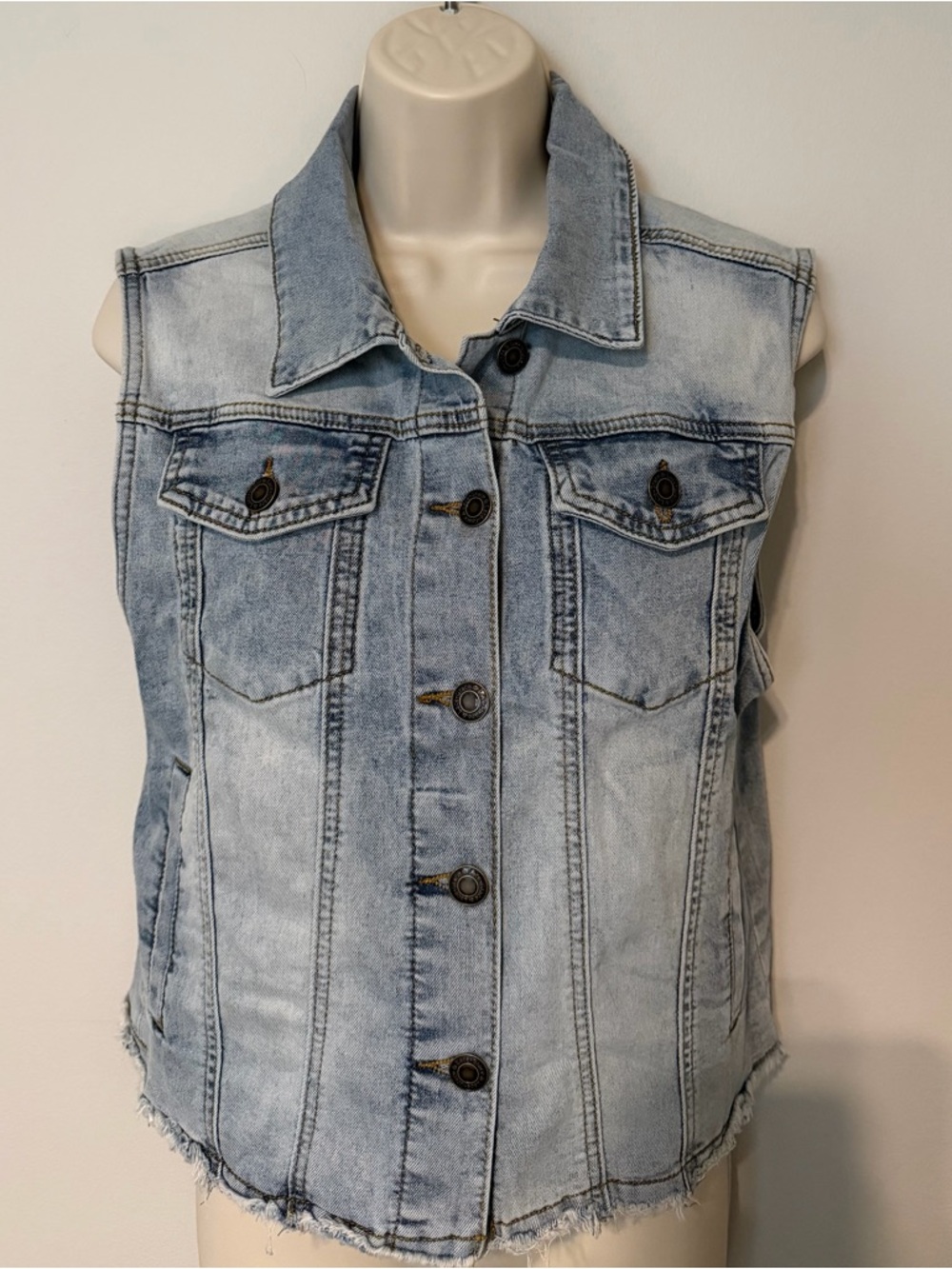 Grace & Lace Light Wash Blue Denim Vest